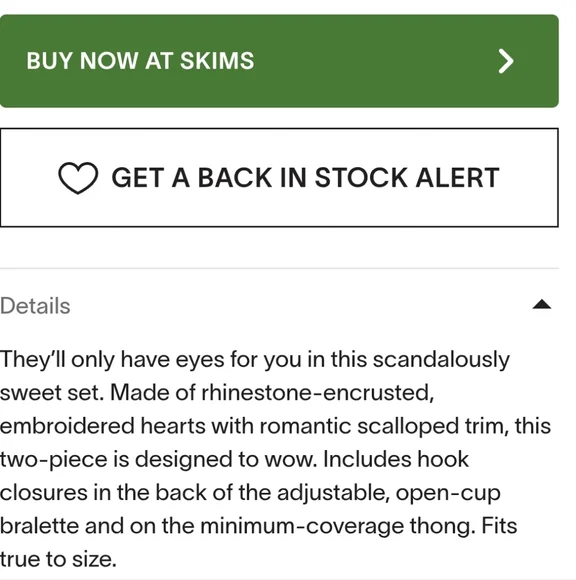 NIB SKIMS RARE Pink Cherry Blossom Rhinestone Crystal Heart Bralette Thong Set